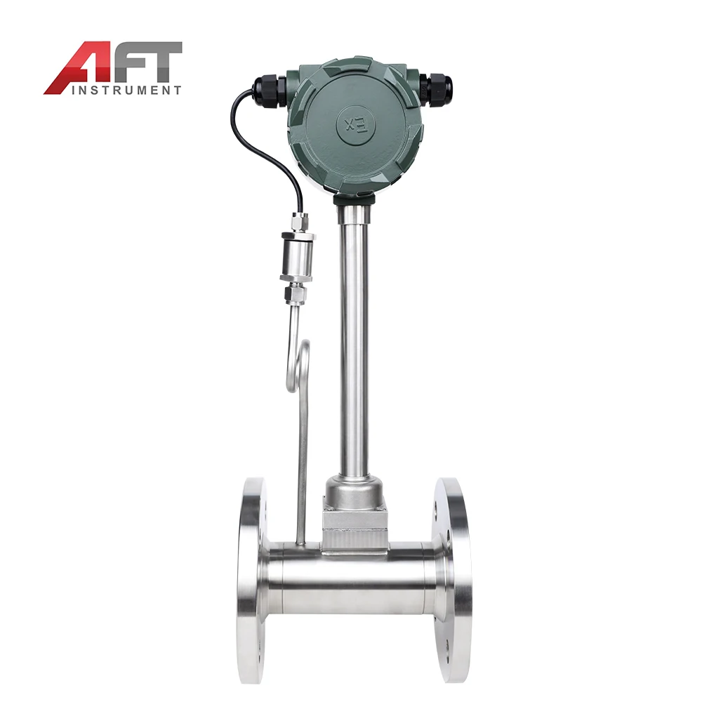 Helium Gas air Hydrogen vortex Flow Meter 4-20mA+24V  Temperature and Pressure Compensation