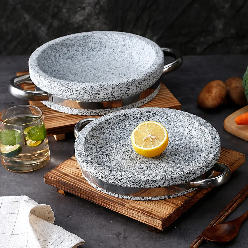 Wholesale Granite Stone Pan Natural Stone Dish Flat Cooking Pots And
