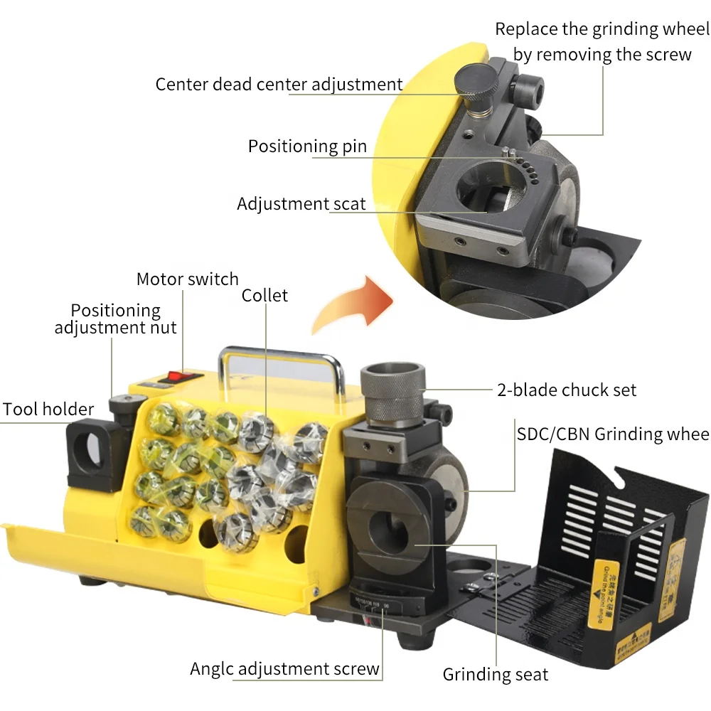 MRCM 13B 3-13MM Drill Bit Sharpening Machine with Adjustable Center Chisel Size Motor As Core Component