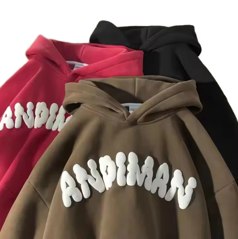 Premium High Quality Embossed Logo Sweaters Sweatshirt Custom Oversized Hodie 3d Printing Emboss White Hoodie for Men supplier