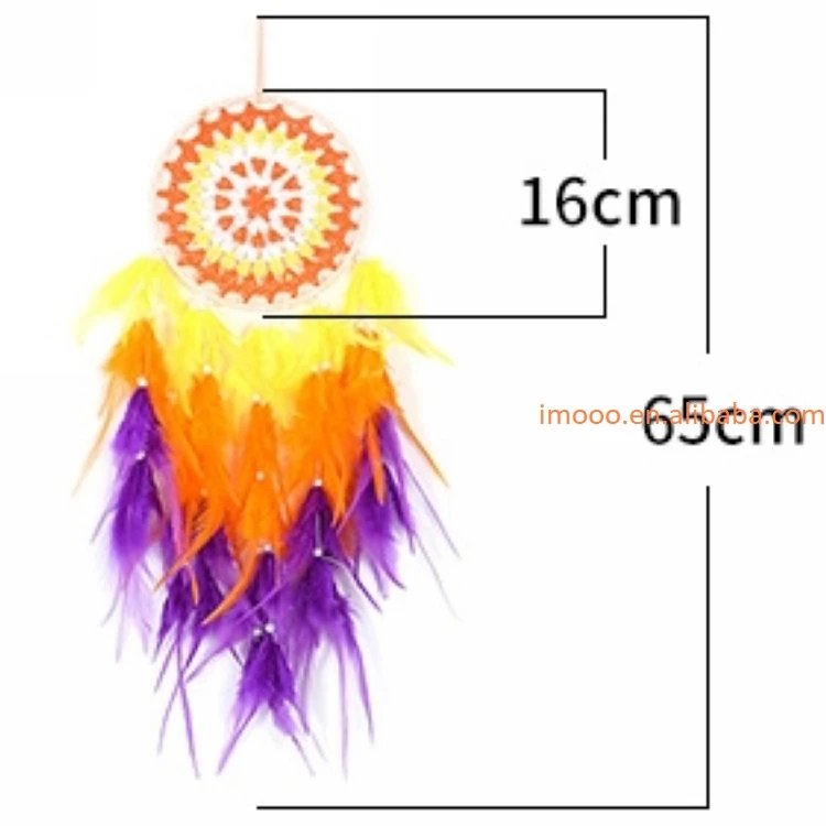 LED Wall Dreamcatcher - Handmade Feather Wind Chimes Art Decoration