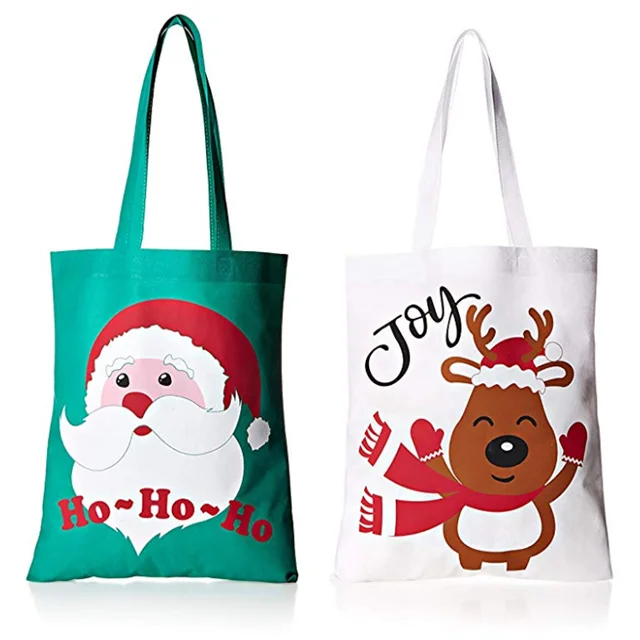 Personalized Christmas Tote Bags w/Name - 12 Design Options - Customized  Xmas Canvas Totes Bag for Women & Girls - Custom Noel Reusable Grocery Bags  