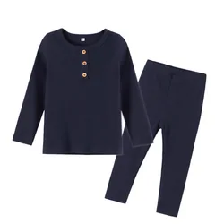 Детские пижамы, простые яркие хлопковые Пижамные комплекты в рубчик