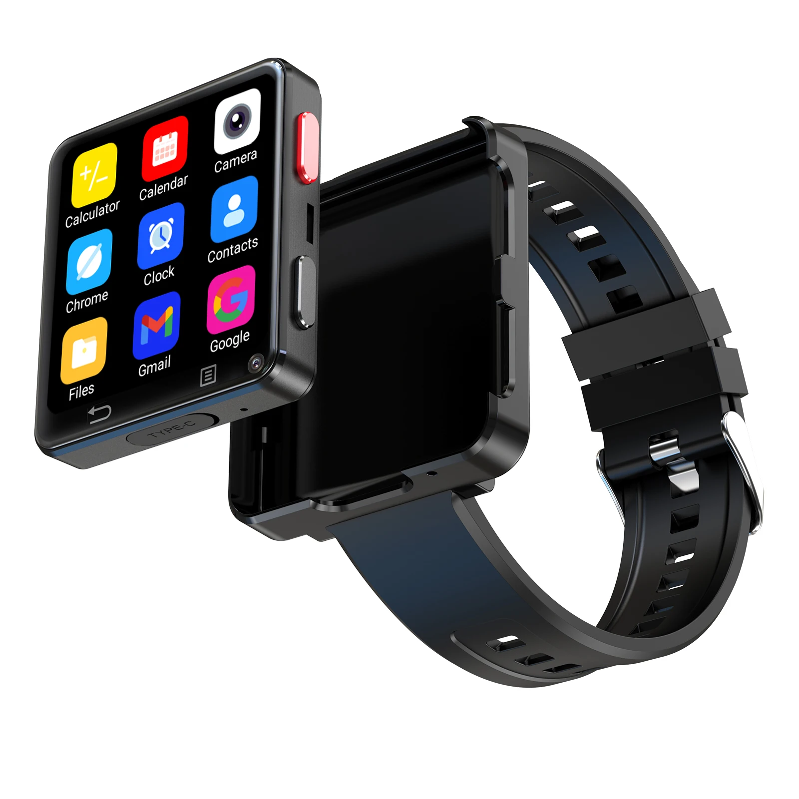 2024 PGD Smart Watch 4G Sim Card Android Phone 5G GPS WIFI Dual Camera Waterproof IP67 Activity Tracker Email Black Color