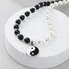 Necklace-white black