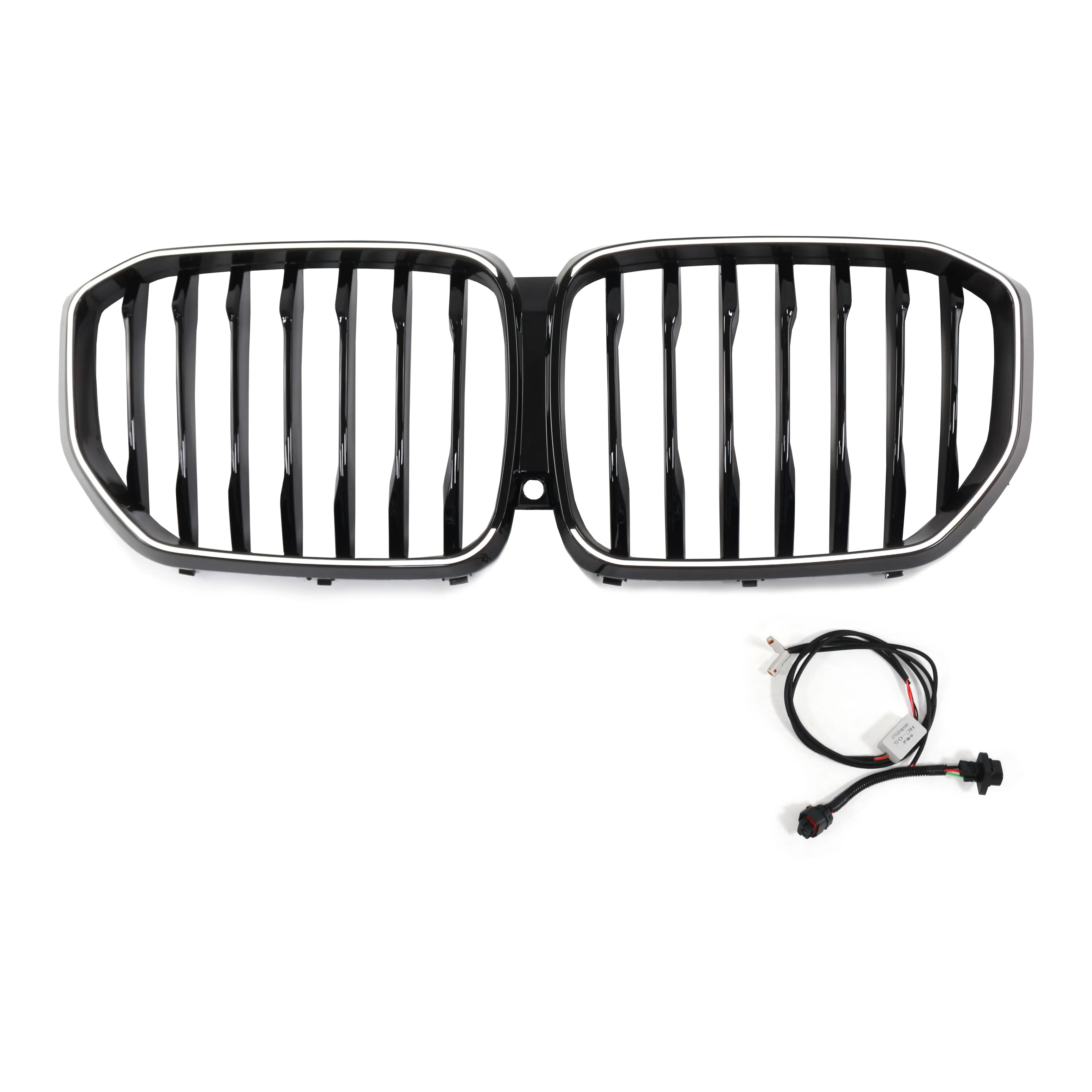 Front Bumper Grill Replacement Single Line Gloss Black LED Grille Mesh Front Car Grille for Bmw X5 G05 2019-