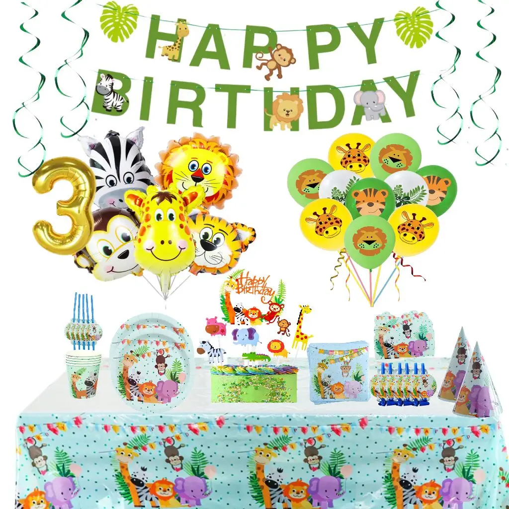 Safari Birthday Decorations Jungle Theme Party Supplies Animal 