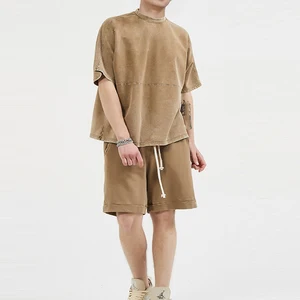 Vintage Men's Heavy Washed Distressed Embossed T-shirt Set