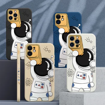 Cute Astronauts Cartoon 2D Print Silicone Phone Case Back Cover for iPhone 6 7 8 Plus X XR XS 11 12 13 Pro Max