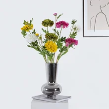 High quality artificial chrysanthemum flower real touch yellow pink flowers for home living room table office decor