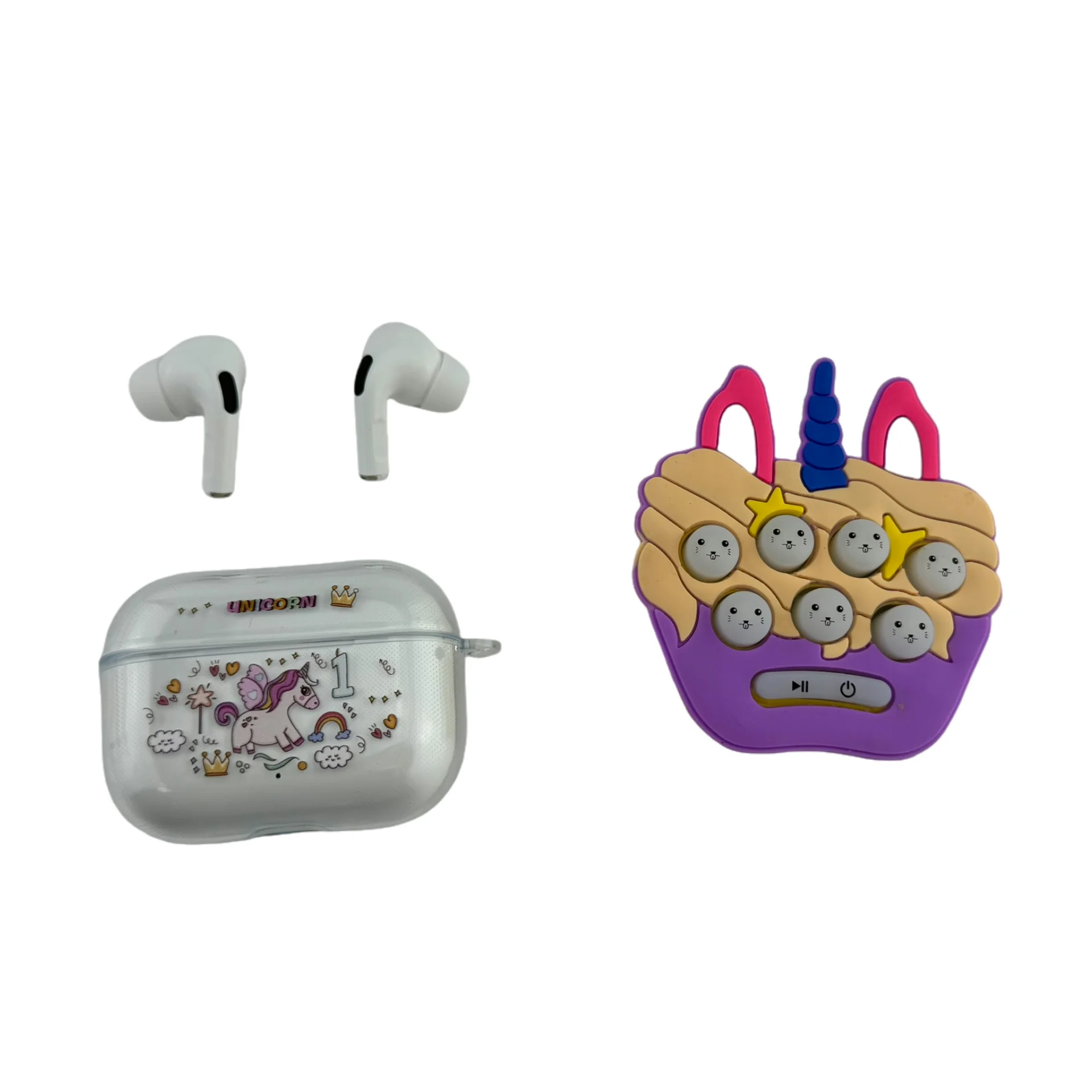 Cartoon TWS Earbuds with Cartoon Silicone Protective Case with Pop Quick  Push Gaming Console for Kids Gift Headphone Wireless