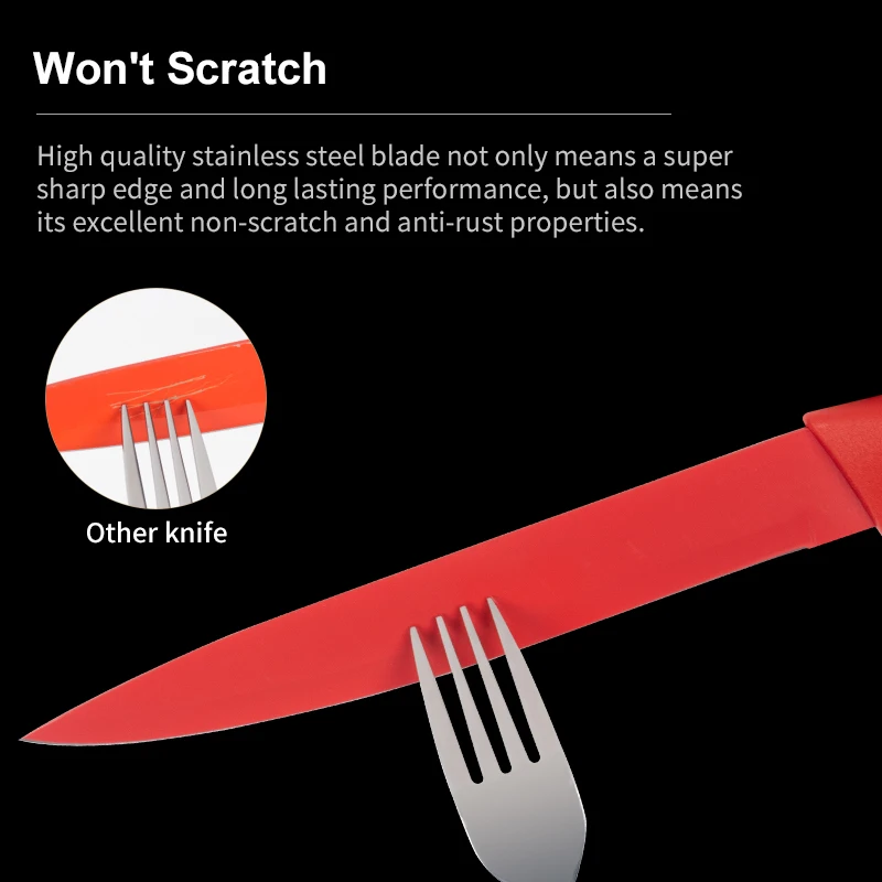 High Quality Cooking Knife Stainless Steel 10 PCS Non-stick Coated Kitchen Knife Set with Plastic Sheath