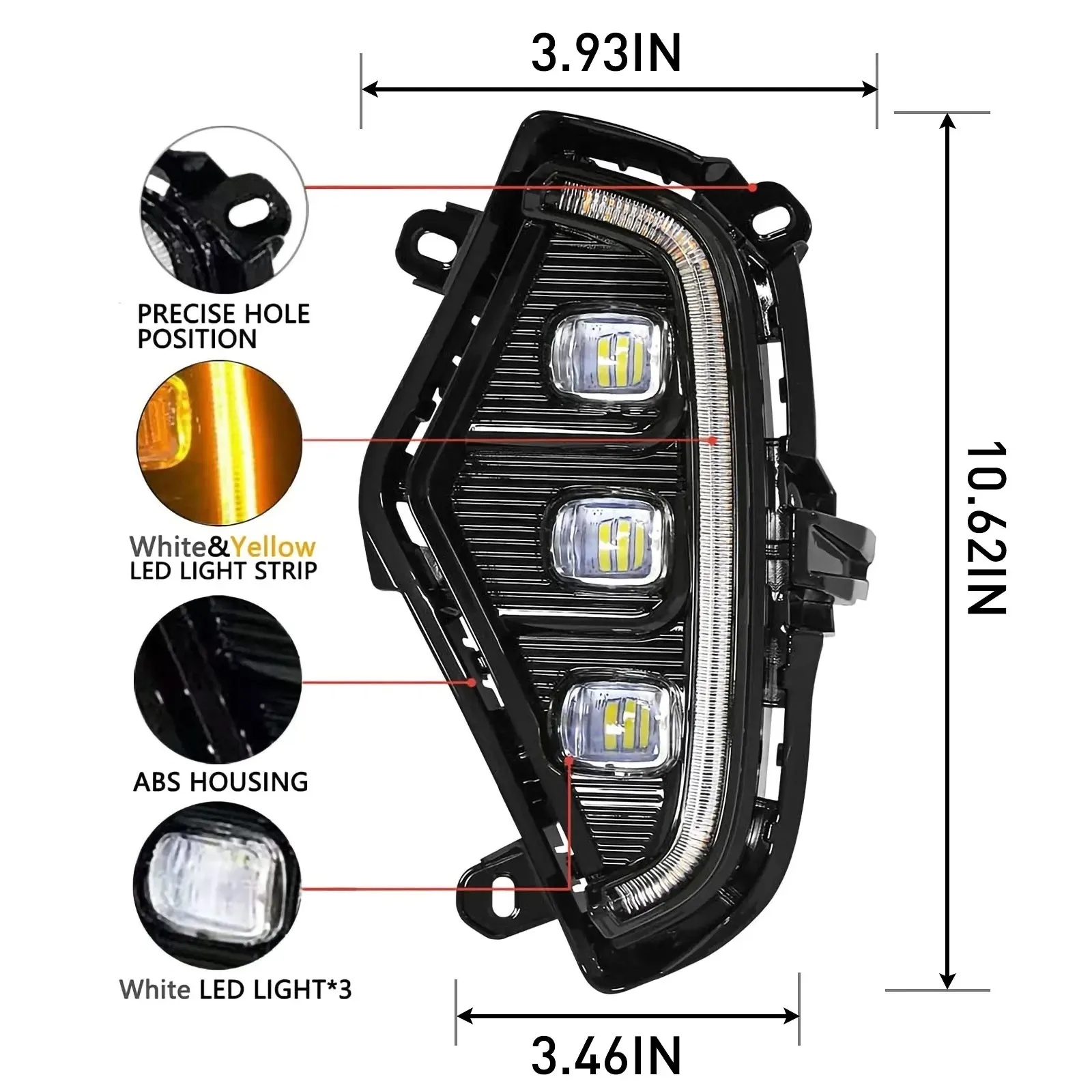 12V LED Fog Lights Daytime Running Lamps DRL White Yellow Turn Signal Lamp for Toyota RAV4 2019-2022 Accessories