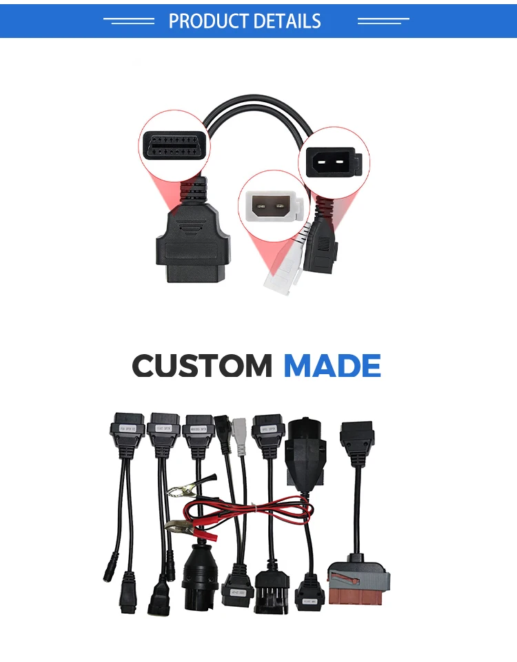 product high quality full set car 8 cables 8 in 1 obd2 cables obd2 car leads diagnostic obd ii interface cable for universal vehicle car-3