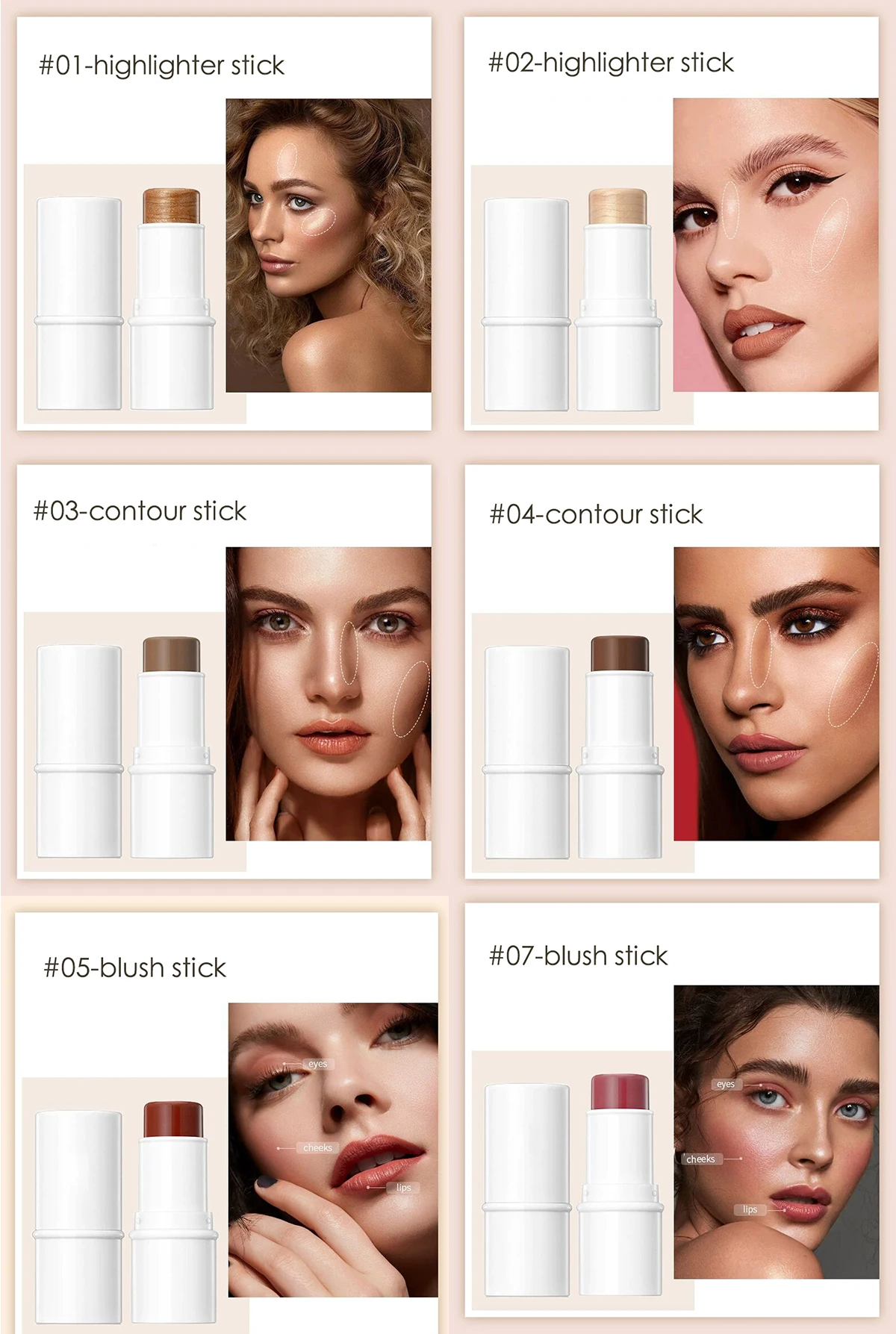 Makefay Vegan Highlighter Stick Makeup Cosmetics Waterproof Bright Private Label Shimmer Loose Highlighter