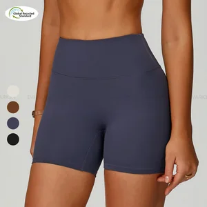 Eco-friendly Recycled Nude Sports Yoga Shorts Quick Dry Compression Workout Shorts Leggings Running Fitness Shorts for Women