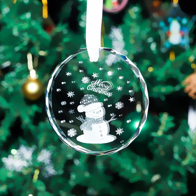 product wholesale custom snow round hanging ornament gifts creative christmas crystal glass pendant-37