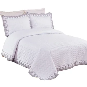 KOSMOS 3pcs Polycotton Embroidery Lace Bedding Set for Home Use-Available in Single or Double Sizes