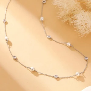 2023 New Launch Gold Plated 18K Rhodium Plated Sterling Silver Pendant Necklace Shell Pearl and Zircon Stones Wholesale