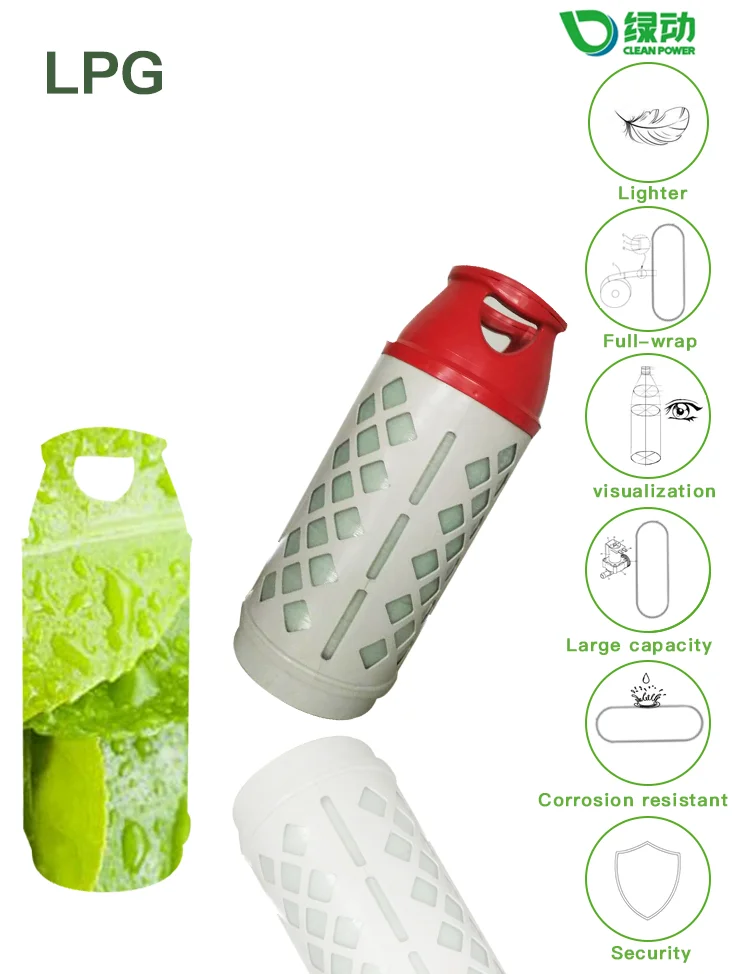LPG Composite Cylinder Safety No Rust Plastic Gas tank HDPE 20bar 10kg Color Customized Low Price