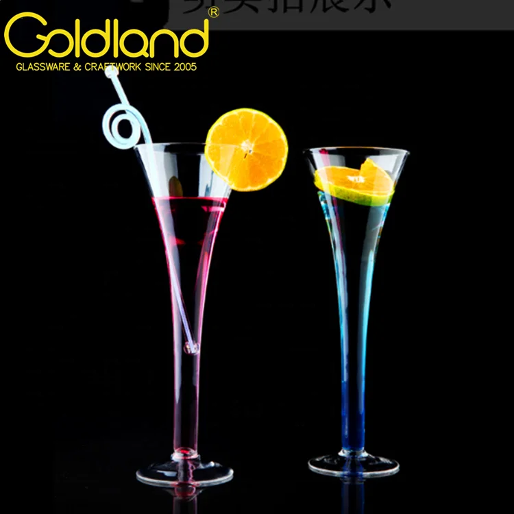 Stemless Cocktail Martini Glass Trumpet Customized Hollow Stem Crystal Champagne Flutes Custom Creative champagne Glasses