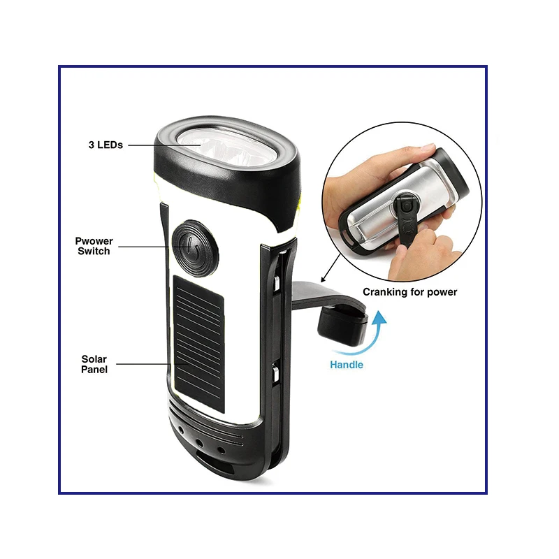 Lanterna Solar Manual Com LED, Dynamo E Recarregável Para Emergências Acampamentos E Sobrevivência I.230709939