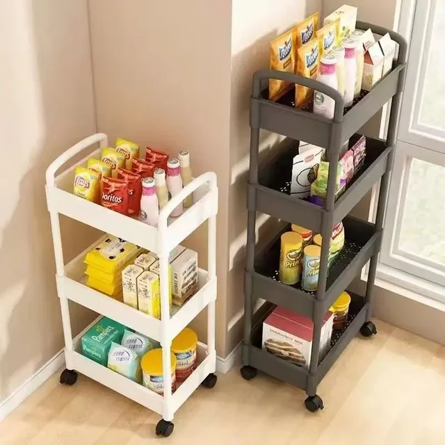 Wholesale Multifunctional Plastic Double Armrest Trolley Cart Rolling Food Service Stand Storage Racks