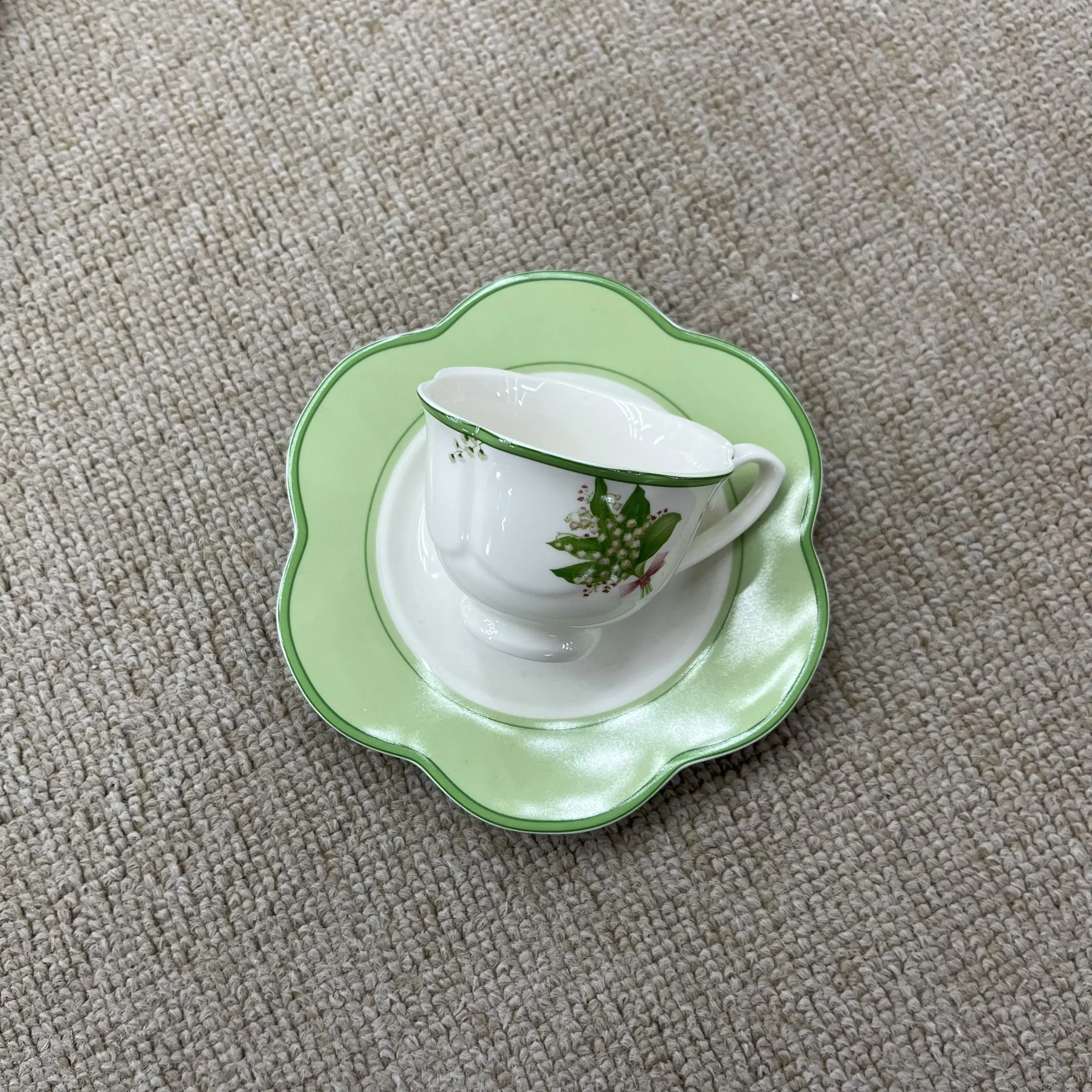 product 220ml lily of the valley fresh spring floral tableware for afternoon tea  quiet reading breaks porcelain coffee cup  saucer-4