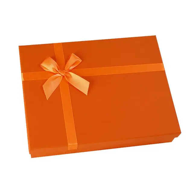 Factory wholesale custom logo popular style luxury foldable Flip orange bow for gift paper packaging box