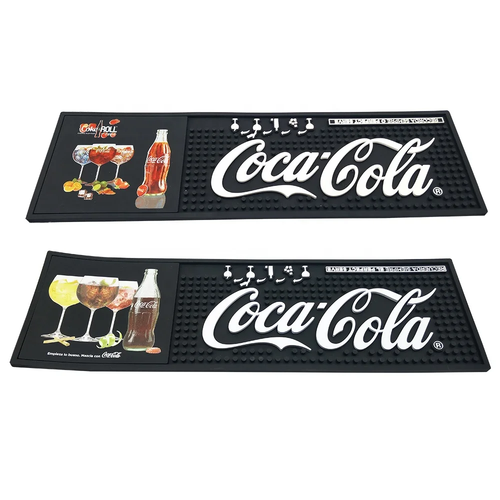 Co Ca Cola Custom Logo Moulded Beer Mats Pvc Bar Runner Rubber Bar Mats