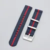 navy blue and red-silver buckle