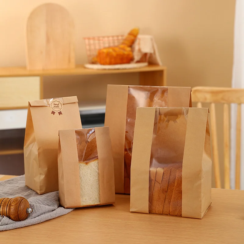 Bread Bag, Kraft Paper Bag, Pointed Bottom Food Paper Bag, Toast Packaging Bag, Baked Bread Packaging Bag