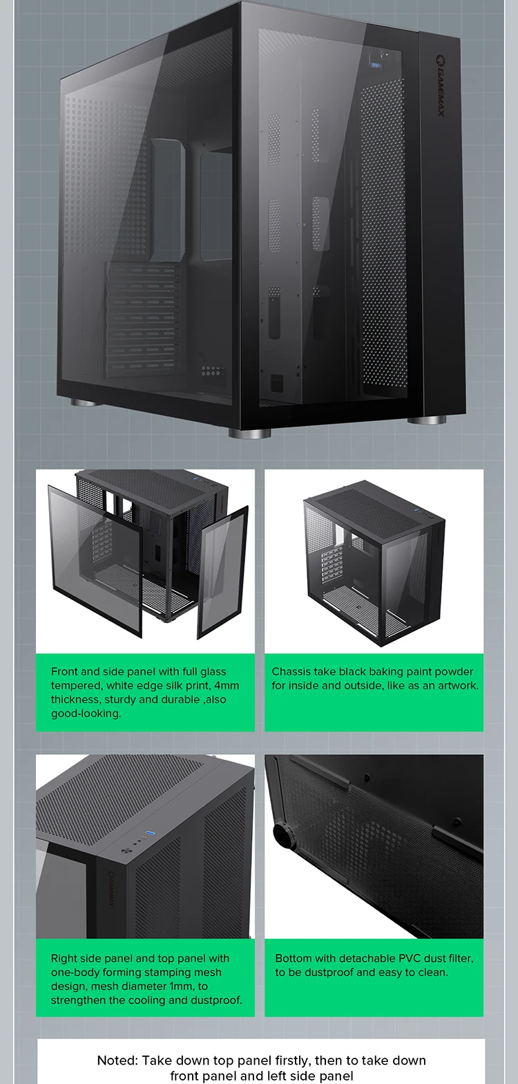 Gamemax Infinity Latest Cube Case Doublesided Glass Atx Gaming Case