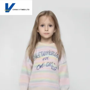 China V-Times 2026 New Style Girls' Autumn Pullover Top Stylish Knitwear for Spring & Autumn Children's Clothing Sweater