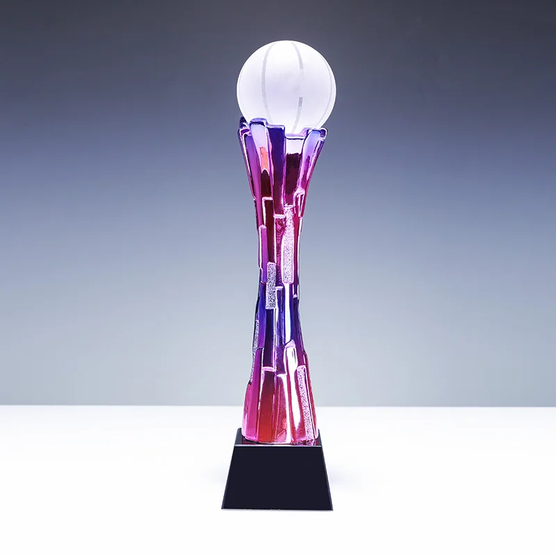 Hot sale New Designs Factory Cheaper custom k9 crystal basketball coated sports resin trophy manufacture