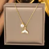 Collana in acciaio inossidabile con perle a coda di sirena