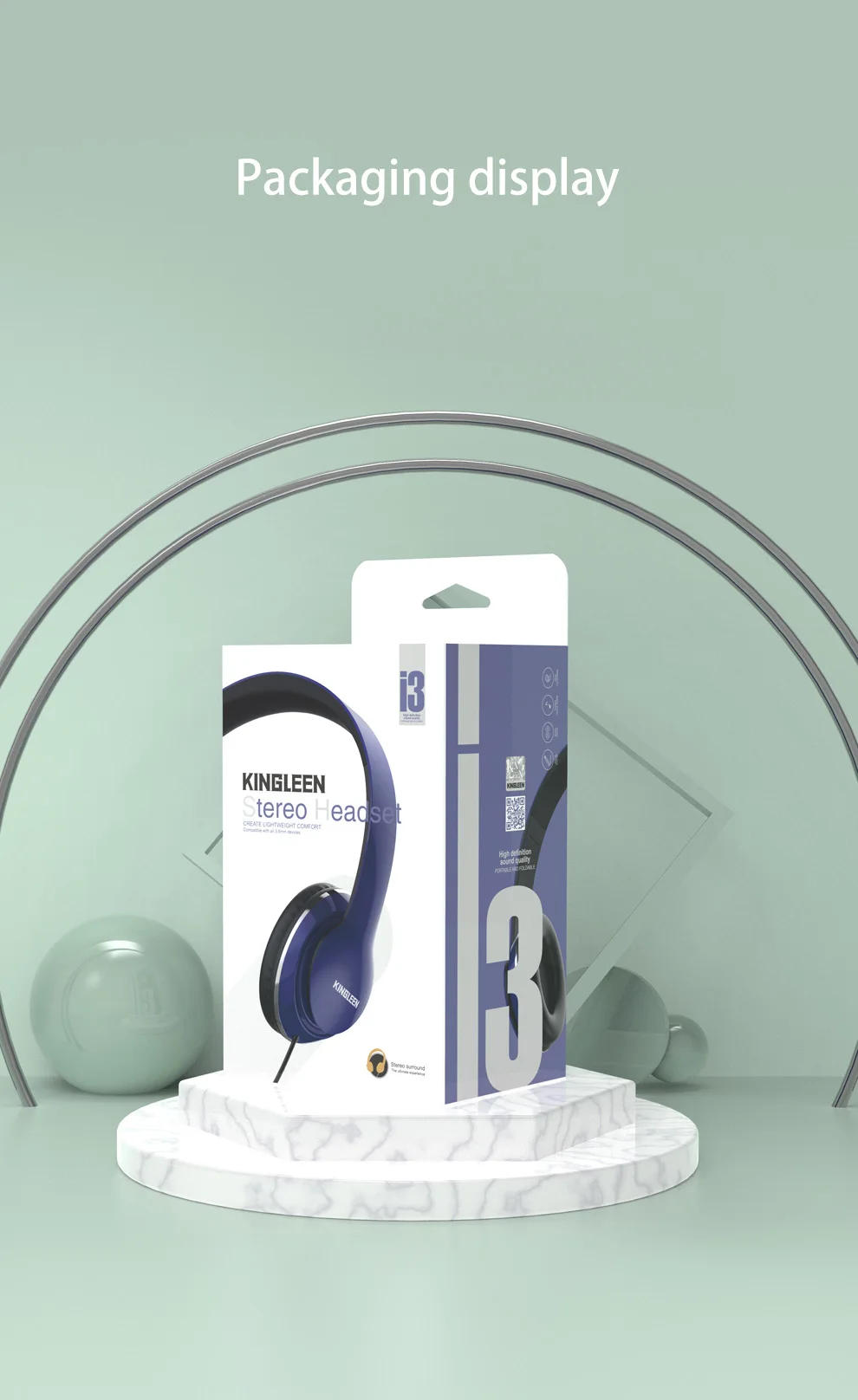 KINGLEEN  hot selling i3 Wired Headphone 3.5mm AUX Wired Gaming Headset Stereo Headphone Cheap Price blue Game Earphone