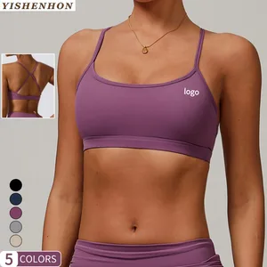 YISHENHON Women's Sports Bra Adjustable Breathable Cross Back Shockproof Running Fitness Gym Yoga Bra Hot Selling at Wholesale