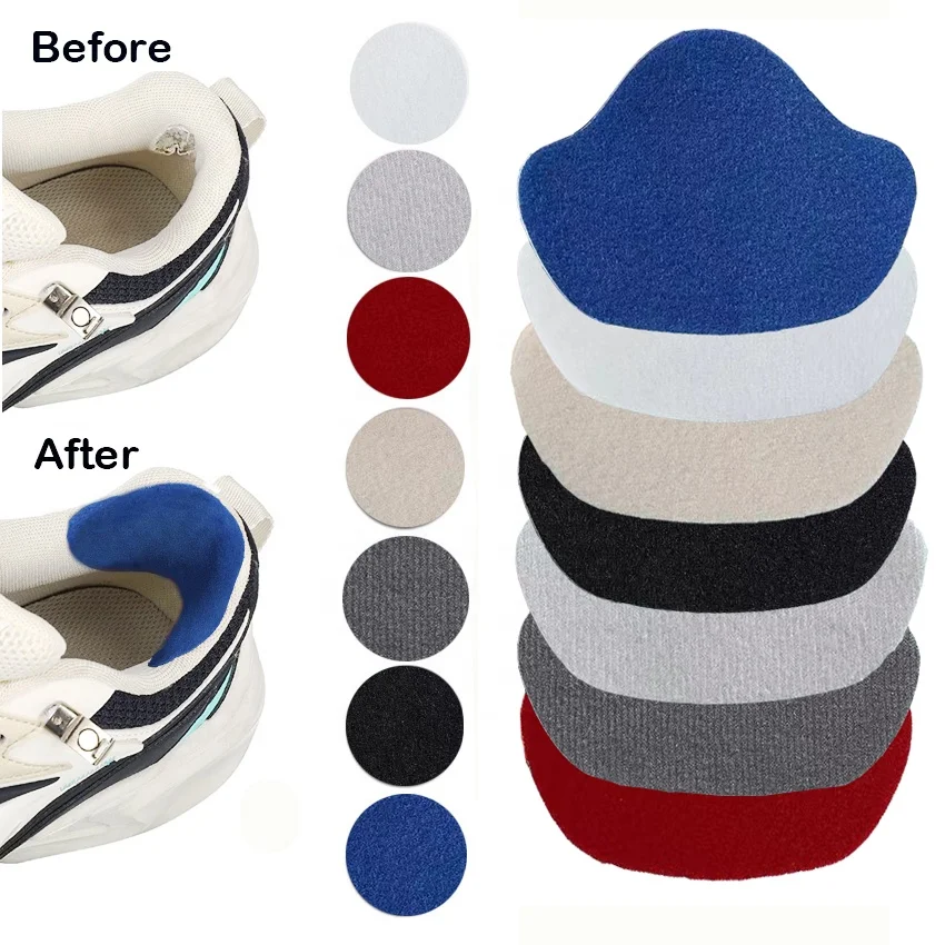 24 Patchs Auto-adhésifs Pour Réparer Talons De Chaussures - Flanelle Noire, 2 Formes (ronde/triangulaire)