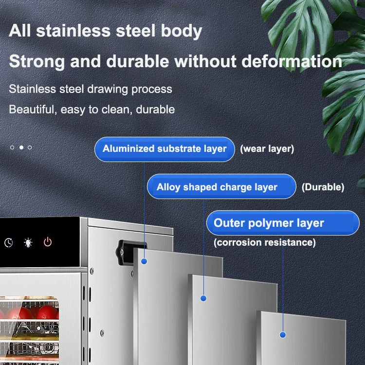 12-Floor Electric Food Dehydrator Digital Timer Temperature Control Stainless Steel Keep Warm Dryer for Jerky Meat Beef Fruit