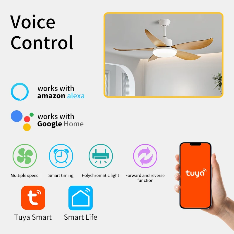 product high quality 50 inch modern indoor ceiling fan with led light abs blades  remote control dc motor for living room-0
