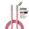สายดาต้าซิลิโคนทรงเส้นบะหมี่ 240W [สีชมพู]