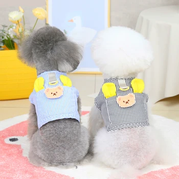 Fashion Striped dog harness pet hangers small dog clothes 2022 New Designer Brand Spring Summer Pet Apparels for Wholesale