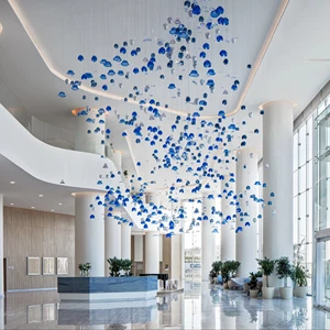 ECOJAS Handmade Glass Lighting New Modern Design for Hotel Lobby Banquet Hall Customized Chandelier