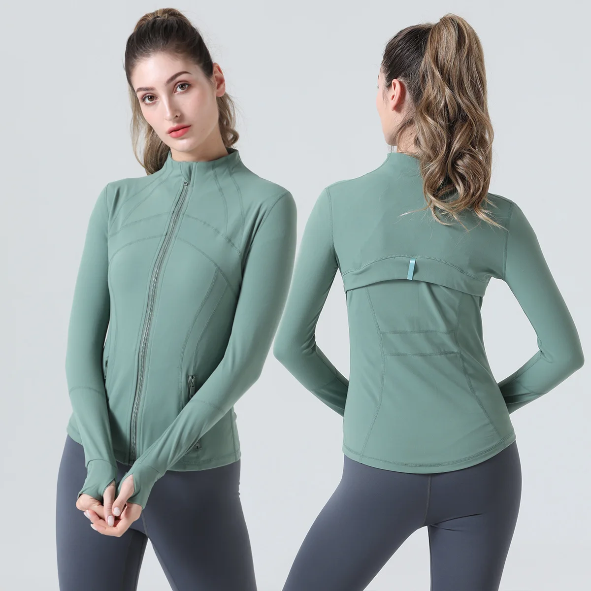 Lulu Yoga Sports Women Nylon Zipper Yoga Clothes Women's Long-sleeved ...