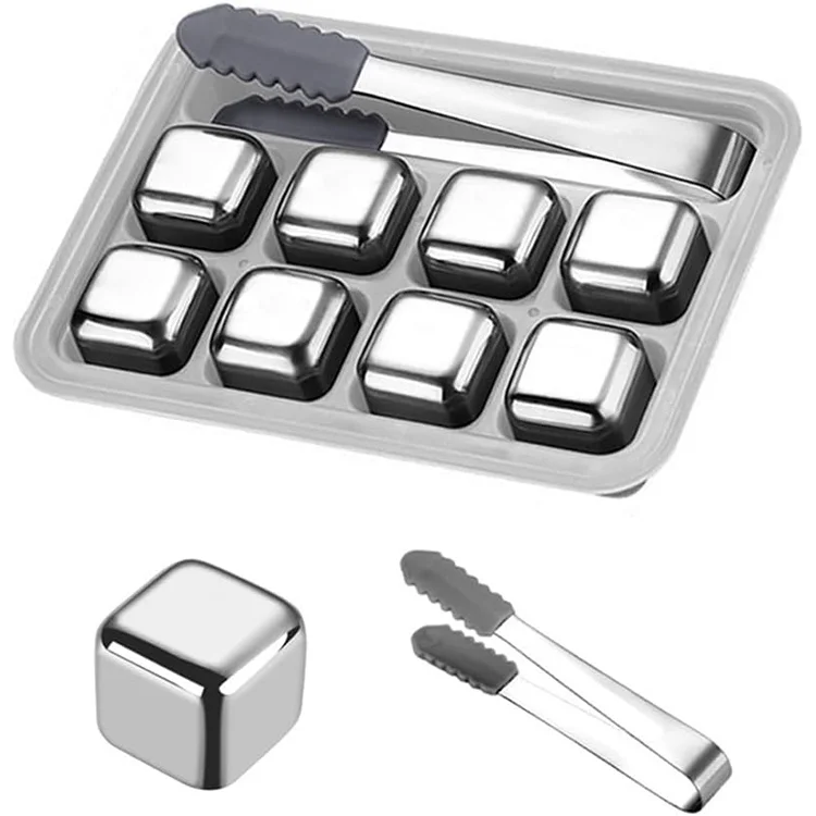 Wholesale Food Grade Metal Square Set Wine Whiskey Cooling Stone Freezing 27mm Ice Cubes OEM with Custom Logo