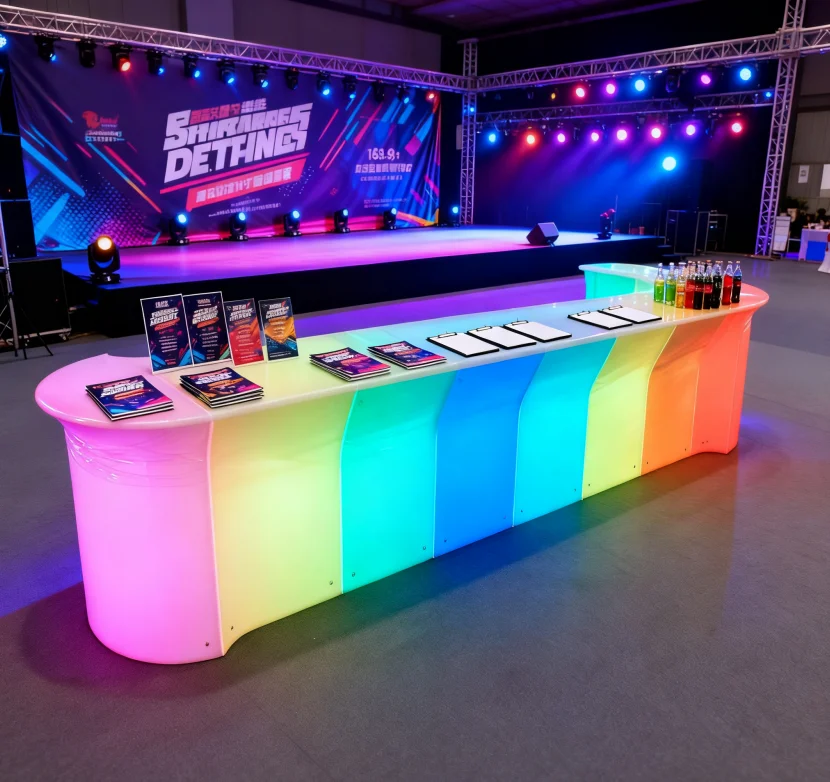 Modern RGB LED Lighted Bar Counter Wireless Remote Control Event Rental Furniture for Nightclub Home Bar Color-Changing Tables