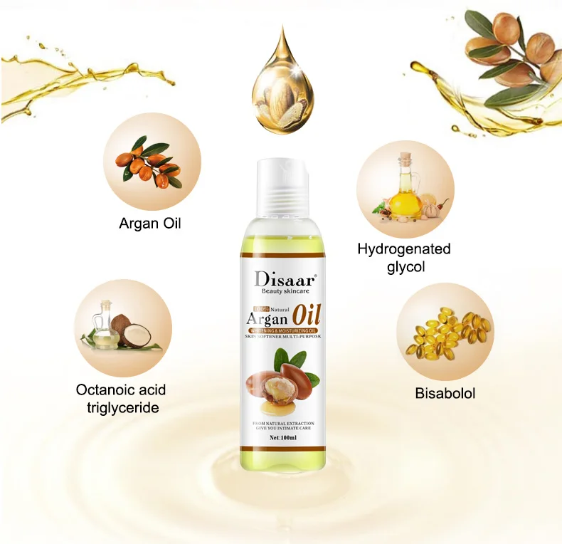 Private label 100% Pure natural whitening moisturizing argan oil body face essential massage oil 100ml