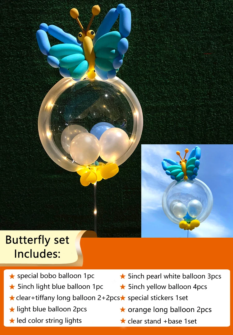 Kids Diy Balloon Animal Kits Led Light Bobo Balloon Handmade Cartoon Latex Balloons With Sticks