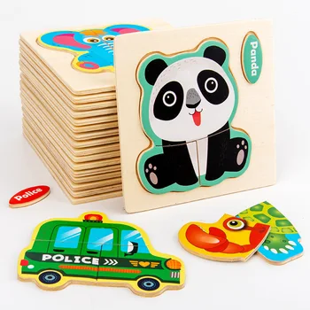 Wooden 3d Cartoon Kids Plane Jigsaw Puzzle Educational Toys Vehicle ...